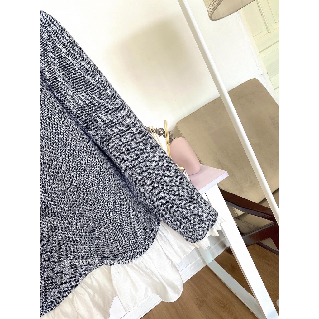 Áo sơ mi bầu dạ phỗi bèo cách điệu Joamom Ab126