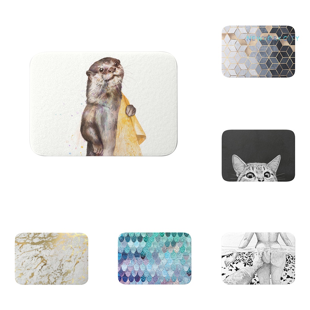 Thảm Lót Sàn Chống Trượt Họa Tiết Hình Học Độc Đáo