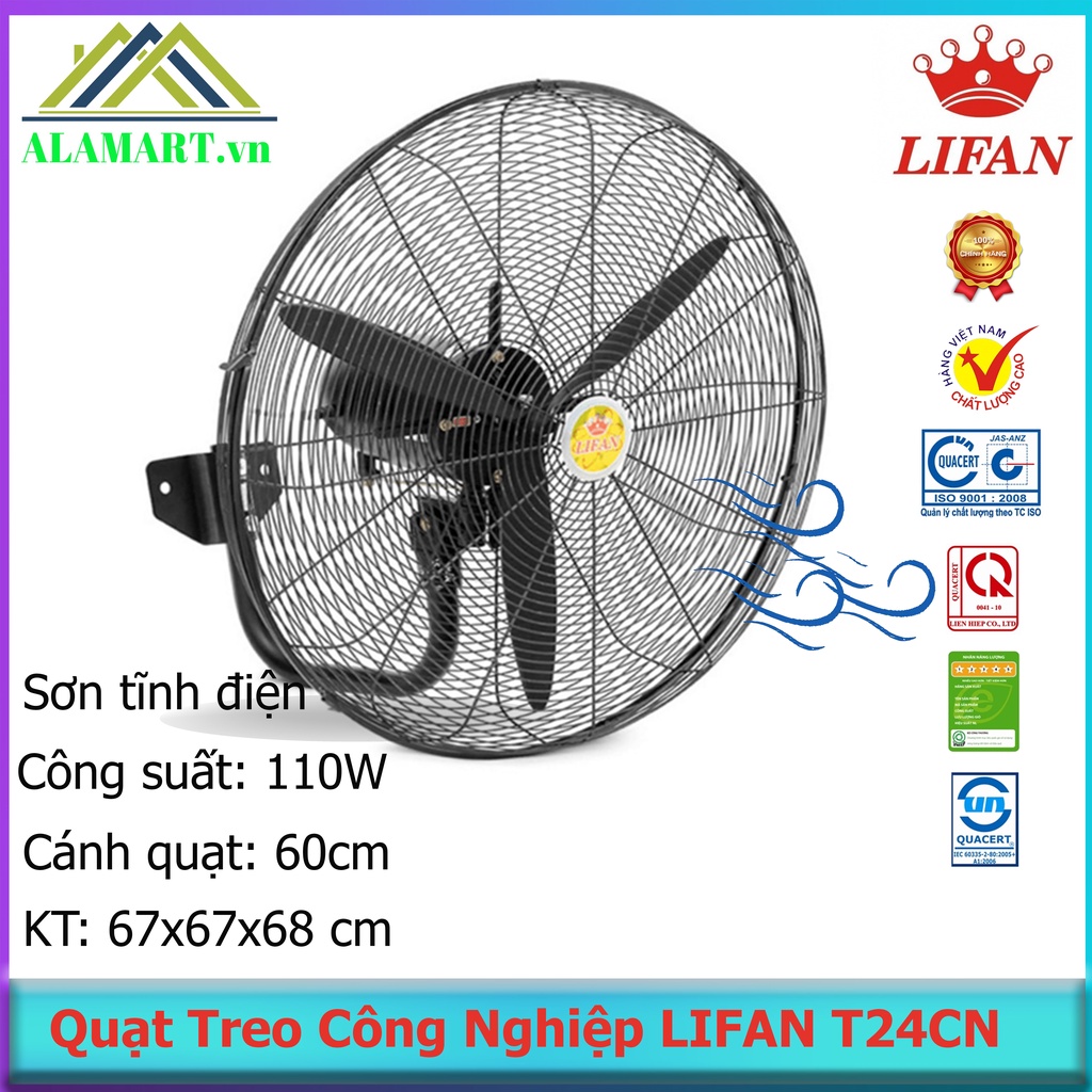 Quạt treo công nghiệp LIFAN T-24CN 110W sử dụng nhà xưởng quán ăn cà phê