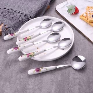 Thìa Muỗng Cà Phê Inox cán sứ [GIÁ RẺ]