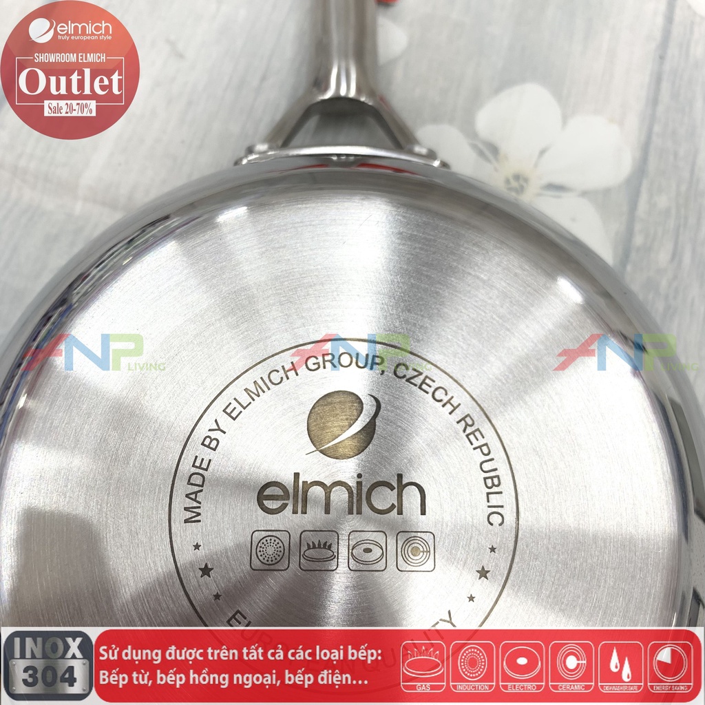 Chảo  Xào,Rán Inox Sâu Lòng Chống Dính Vân Đá ELMICH Trimax CZ  20cm/ 24cm/ 26cm/ 28cm