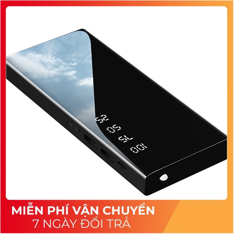 Sạc dự phòng full màn gương DL 30000mAh, Sạc cùng lúc 2 thiết bị hiển thị thông số PIn