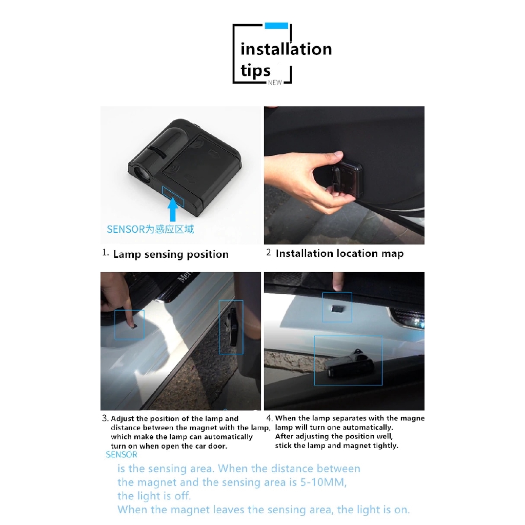 1 Đèn LED Không Dây Laser Hình Hello Kitty Gắn Cửa Xe Hơi