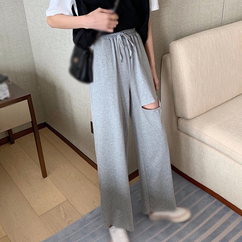 Quần Dài Nữ Ống Rộng Lưng Cao Màu Trơn Thời Trang