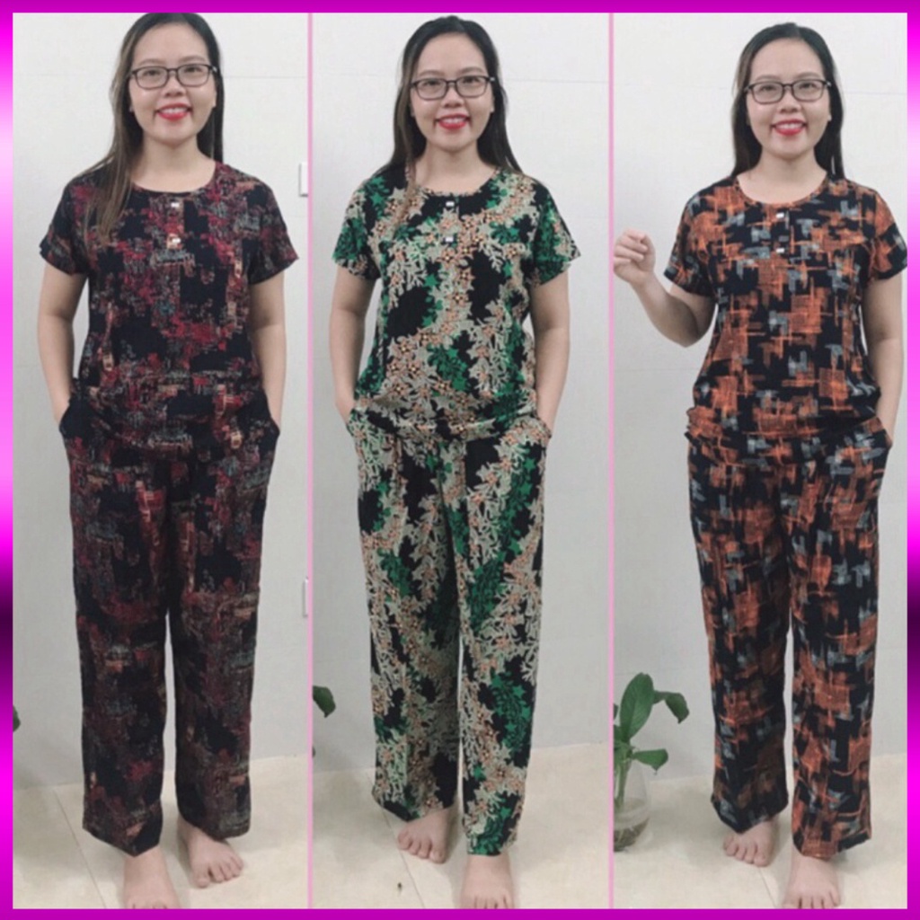 Bộ quần áo lanh trung niên YOYO cho bà cho mẹ mặc nhà quần dài ống nhỏ áo cộc tay mùa hè,đồ bộ cho người lớn tuổi
