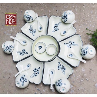 Bộ đồ ăn hoa mặt trời bộ bát đĩa gốm sứ bát tràng