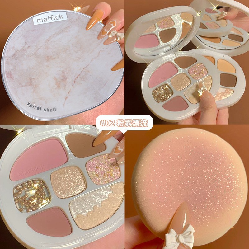 Phấn mắt MAFFICK Spiral Shell vỏ sò ngọc trai 8 màu