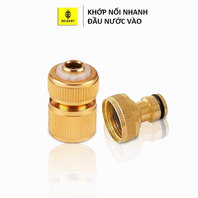 Bộ khớp nối nhanh bằng đồng - đầu nối nhanh dây cấp nước đầu VÀO máy rửa xe, may rua xe mini 220V khớp nối nhanh C0004-4