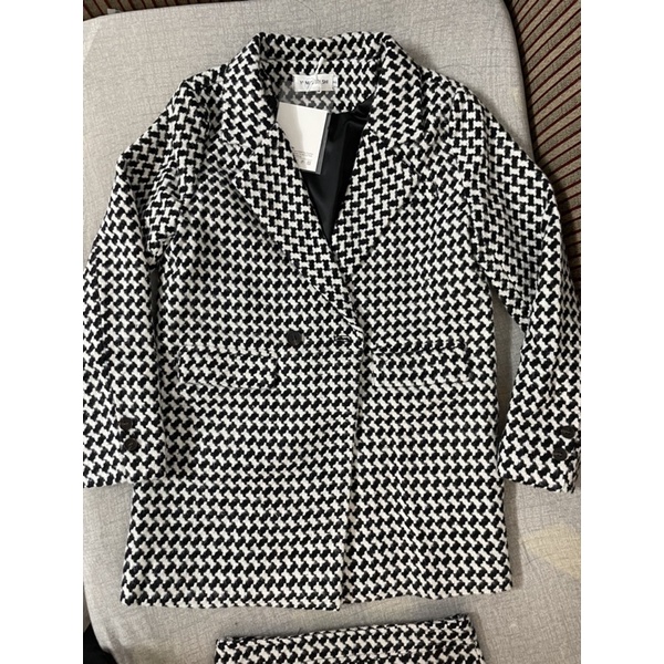 (SẴN) Set dạ vest kẻ đen trắng (không sơ mi)