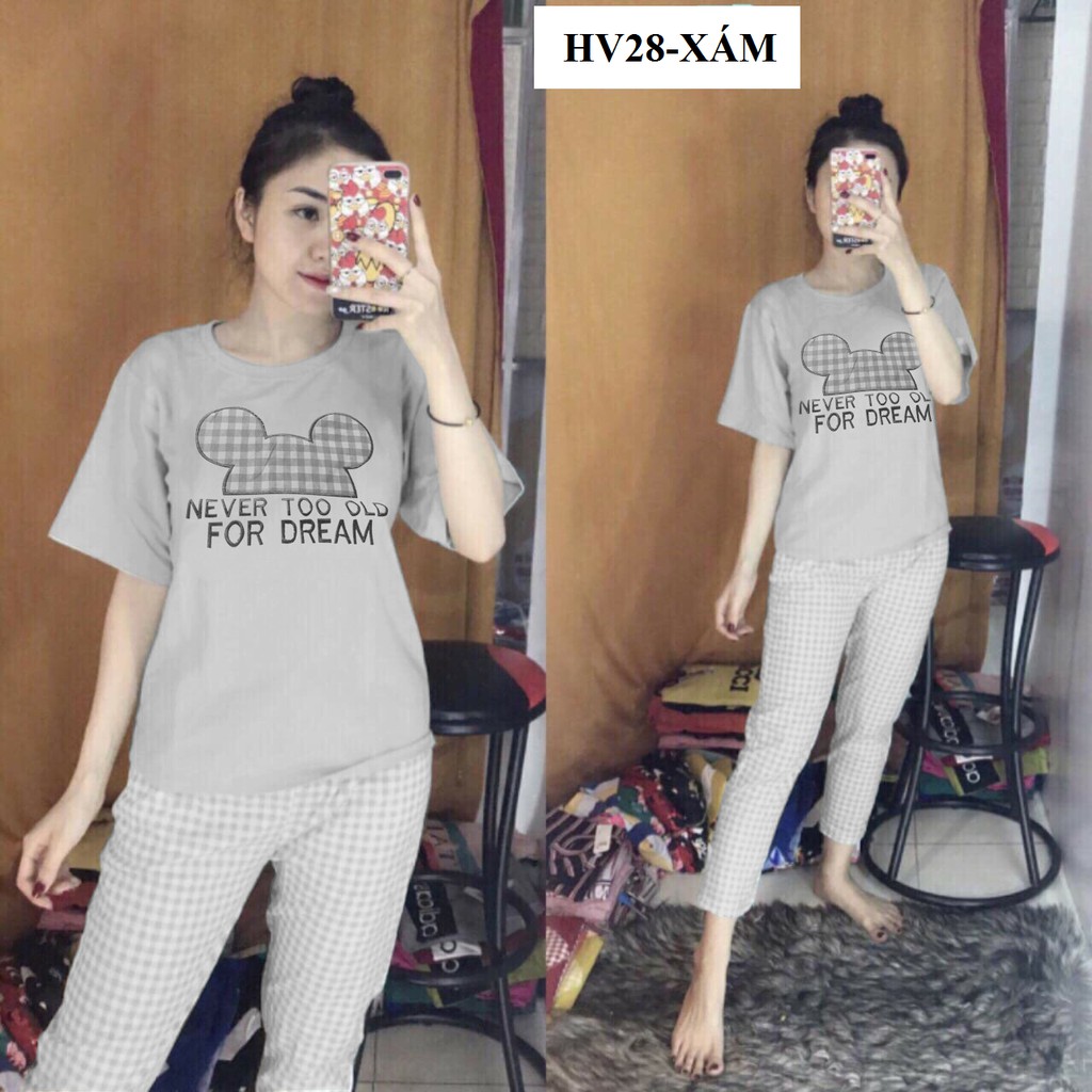 [GIÁ TỐT] Đồ bộ sọc caro thêu hình gấu | BigBuy360 - bigbuy360.vn