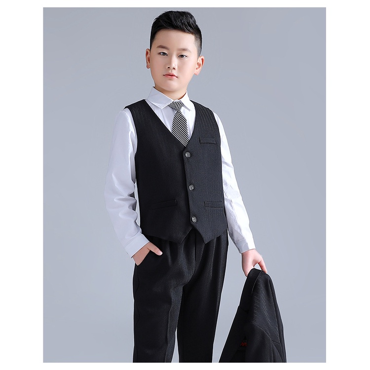 Bộ vest bé trai cao cấp cho trẻ em béo bụng to TQB076 TQB077 3 chi tiết  tặng cavat