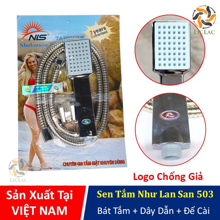 Bộ Vòi Sen Tắm NHƯ LAN SAN 503 kèm dây dẫn và đế cài, Vòi Tắm Hoa Sen Cao Cấp ( made in Việt Nam ) - LICLAC