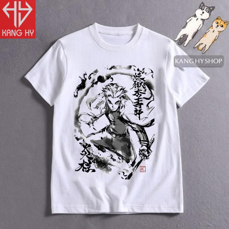 DEAL SỐC- Áo Thun Màu Xám Anime Kimetsu no Yaiba Vải Cotton 4 Chiều F128