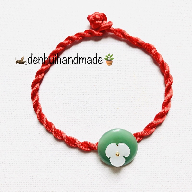 Vòng Tay Chỉ Đỏ Đính Thủy Tinh Giả Ngọc Phong Cách Cổ Xưa