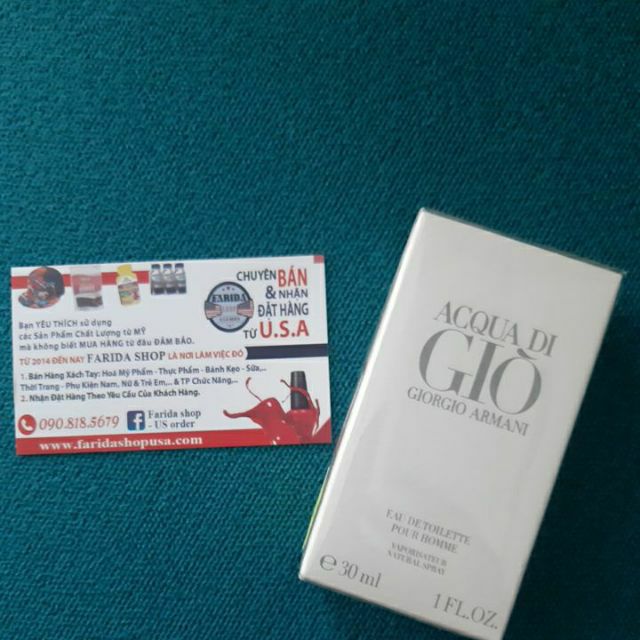 NƯỚC HOA NAM Giorgio armani Acqua di 30 ml -XÁCH TAY MỸ