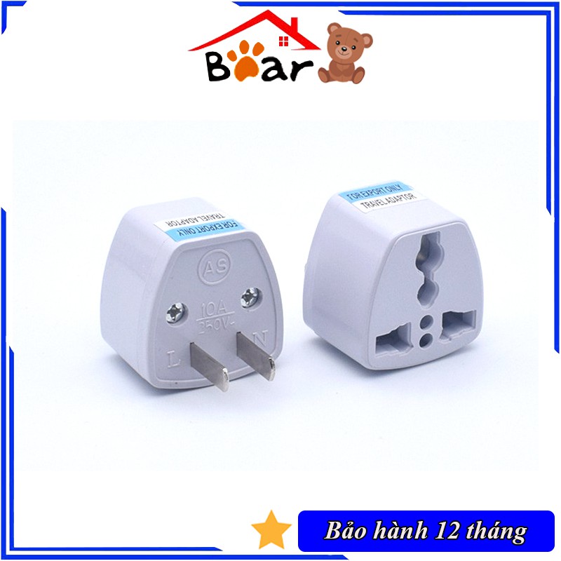 Ổ cắm chuyển đổi 3 chấu sang 2 chấu BearHome Mới