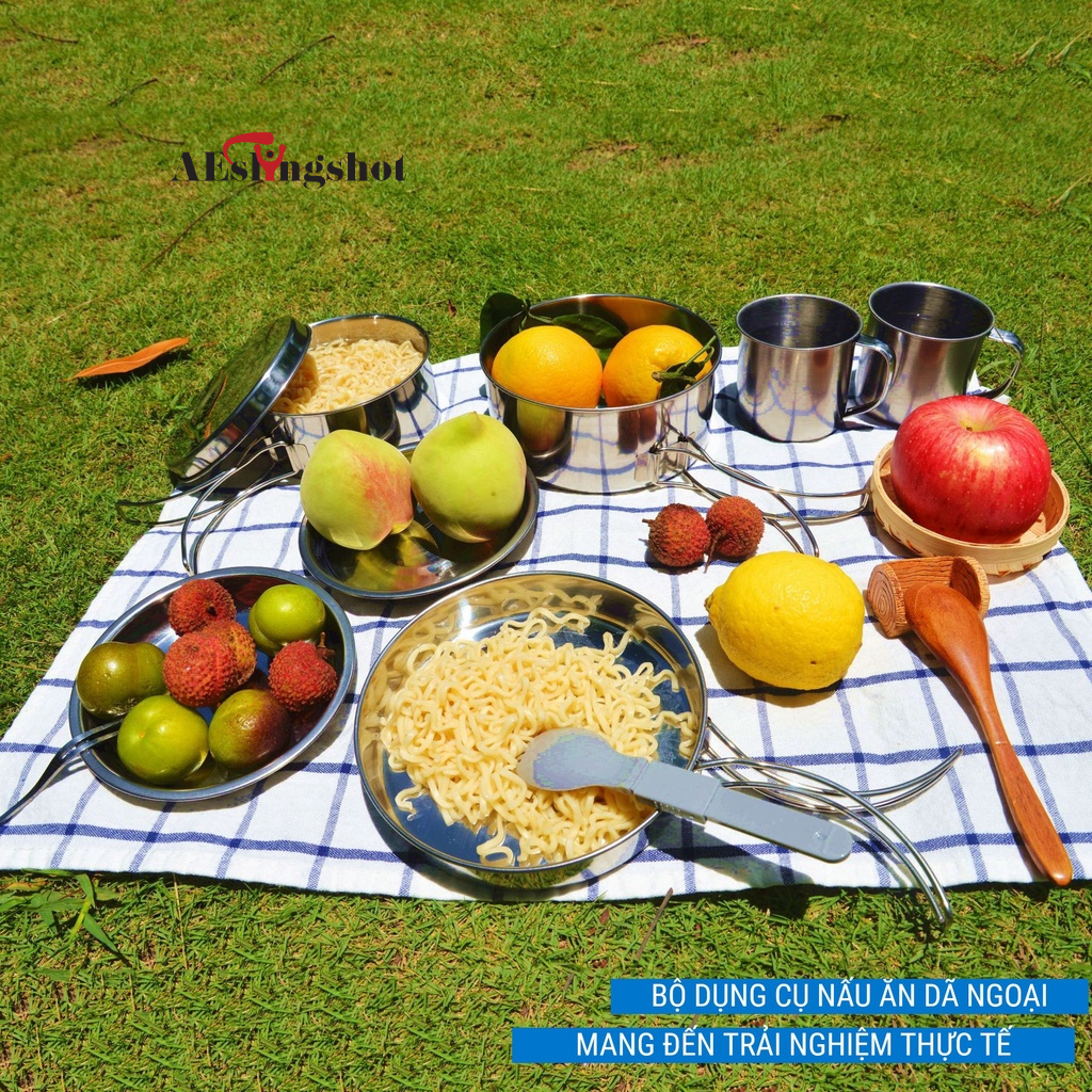 Bộ nồi chảo cốc hiệu CAMEL 8 món, du lịch cắm trại xuất nhật, gọn nhẹ dễ dàng mang đi [DCP2]