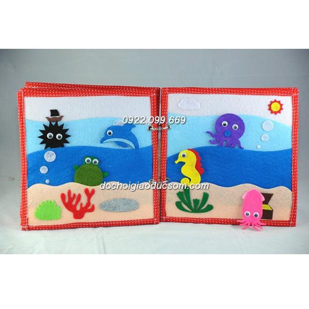 Sách vải handmade OCEAN QUIET BOOK phát triển kỹ năng cho bé