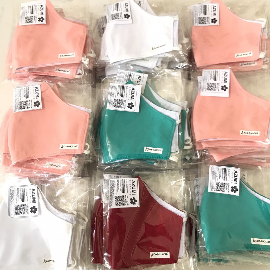 Khẩu trang bán sỉ nhiều Màu nhiều Size, Combo 100 cái khẩu trang vải thời trang Azumikichi