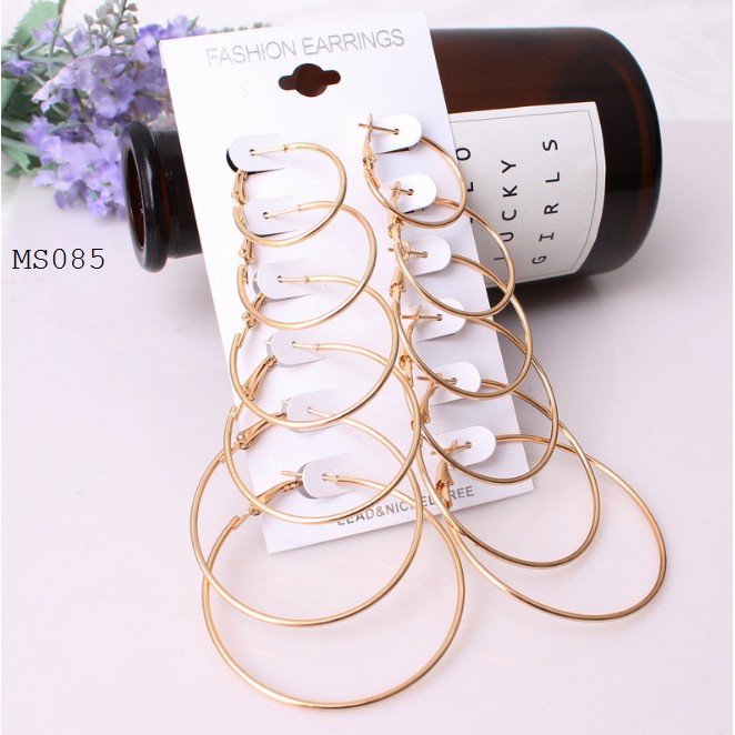 Set 6 đôi bông tai tròn nữ MS085