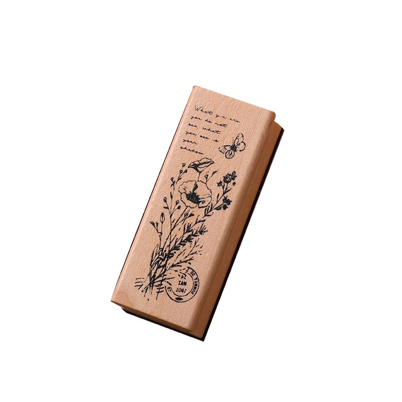 Bộ Con Dấu In Hình Hoa Lá Bằng Gỗ Với Cao Su Kiểu Vintage Trang Trí Thủ Công Diy