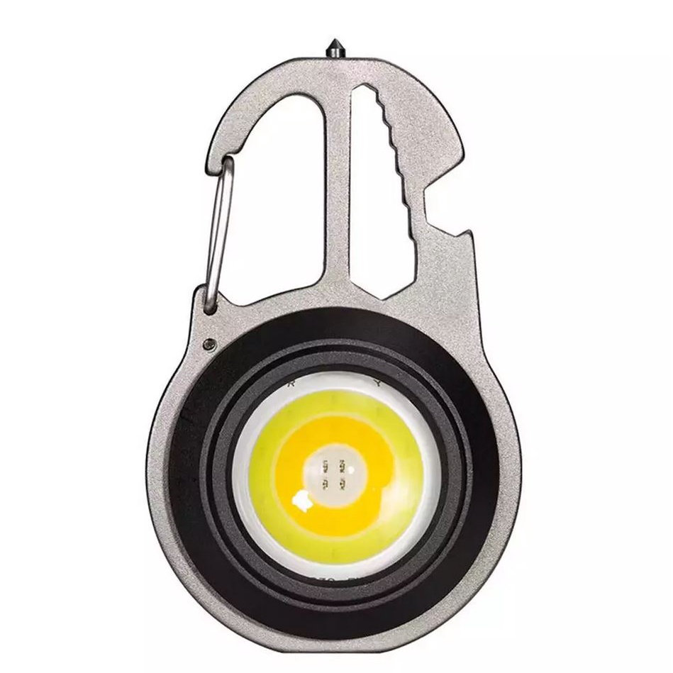Đèn Móc Khóa COB Mini Tròn 6 Trong 1 Đèn Pha Sạc USB Đèn Cắm Trại Làm Việc Ngoài Trời Đa Năng Kèm Tua Vít tiện dụng