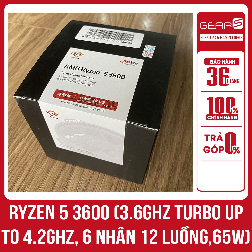 AMD Ryzen 5 3600 (3.6GHz turbo up to 4.2GHz, 6 nhân 12 luồng, 32MB Cache, 65W)-Socket AM4