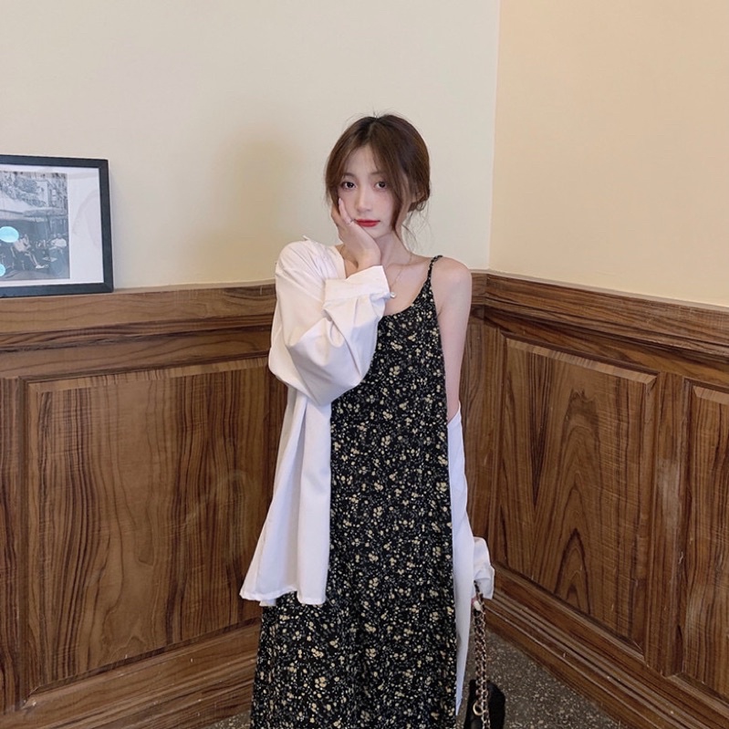 VÁY HAI DÂY HOA NHÍ ĐẦM HAI DÂY HOA NHÍ DÀI QUAI CÁCH ĐIỆU