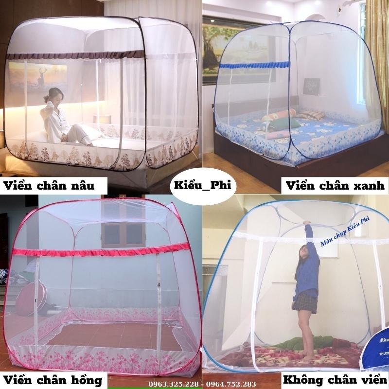 Màn chụp tự bung đỉnh rộng vuông Kiều Phi - Mùng chụp người lớn gấp gọn tiện dụng 1m2 1m6 1m8 2m2 cao cấp