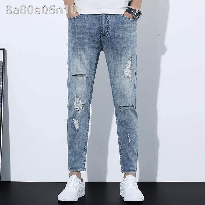 (HÀNG HOT)Quần jean nam mỏng xuân hè 2021 tất ống ôm mới Phiên bản hàn quốc của xu hướng cạp chun