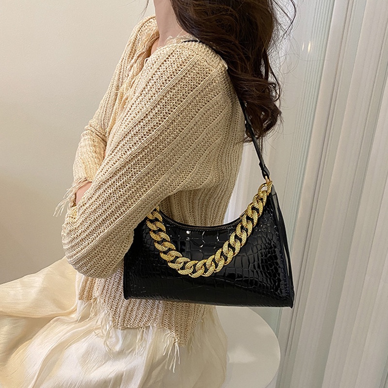 IELGY Chain Underarm Shoulder Bag Crocodile Print Ladies