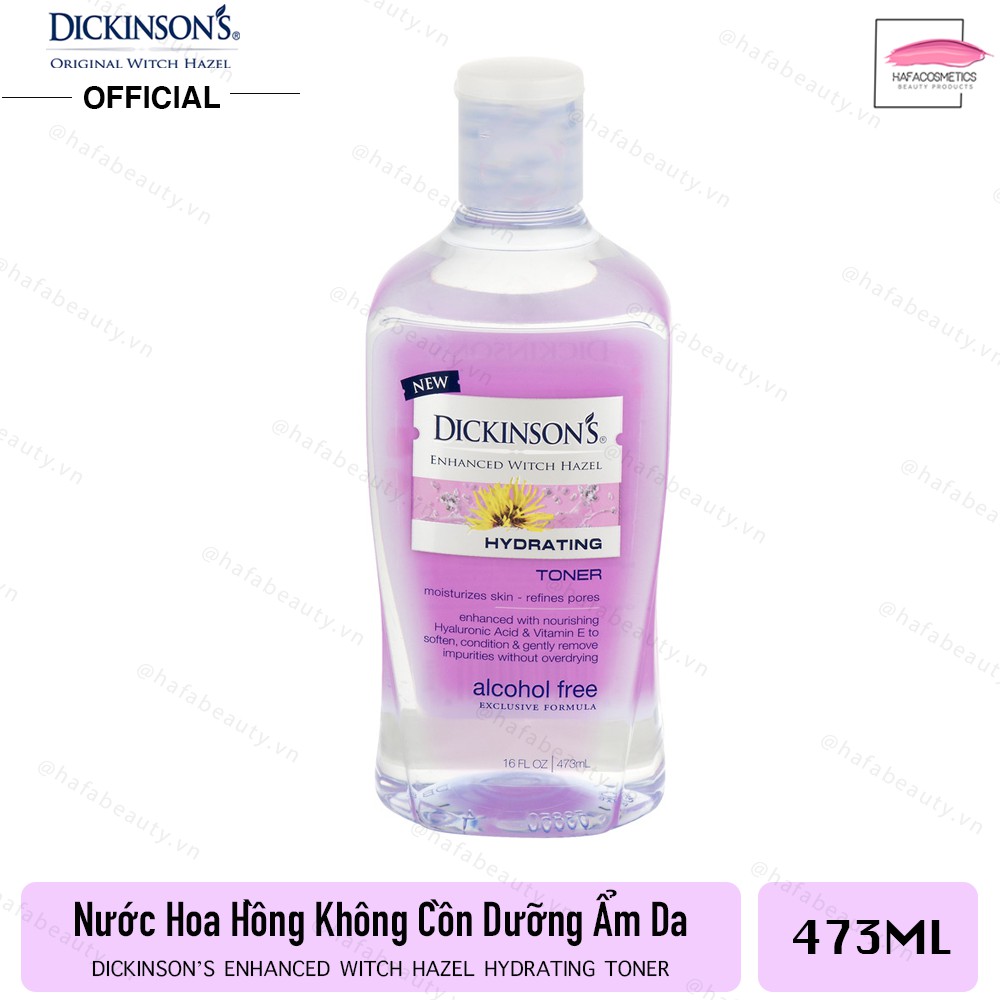 Nước hoa hồng không cồn DICKINSON'S Enhanced Witch Hazel Hydrating Toner 473ml (Dành cho da khô, da thường)