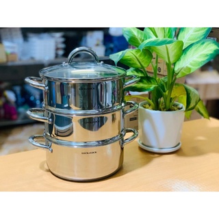 Nồi hấp 2 tầng 3 tầng lock&lock bằng inox 304 cao cấp không gỉ dùng bếp từ llh1182 llh1202