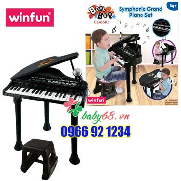 Đồ chơi âm nhạc cho bé - Đàn piano cổ điển kèm mic thu âm màu hồng Winfun  WF002045G