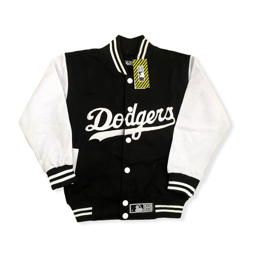 Dodgers Áo Khoác Bóng Chày Phối Màu Đen Trắng Thời Trang Cá Tính Dành Cho Bé
