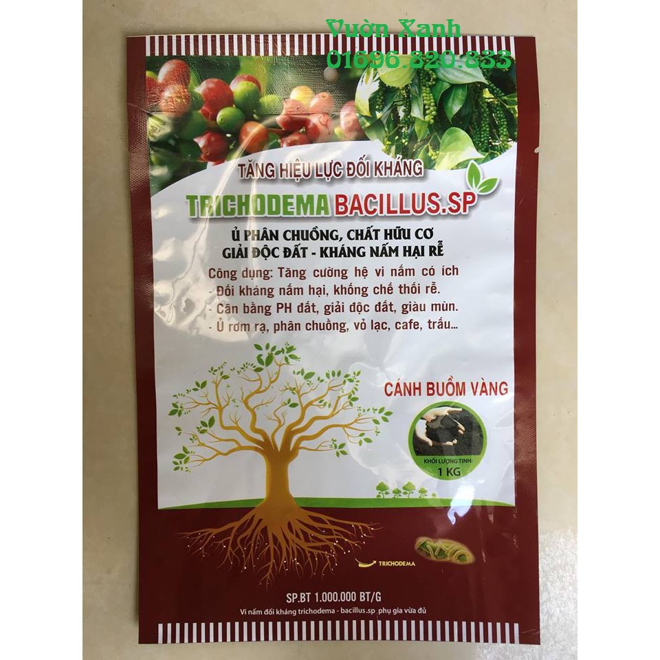 TRICODERMA -BACILLUS.SP Gói 1KG giải độc đất, tăng cường hữu cơ, kháng nấm hại rễ