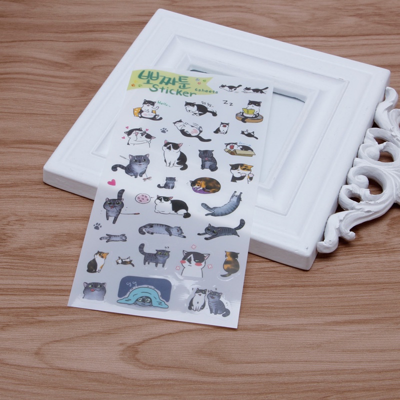 Set 6 Tấm Hình Dán Mèo Dễ Thương Dùng Để Trang Trí Album / Nhật Ký / Lịch