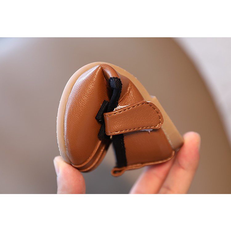 Giày búp bê bằng da đính nơ dễ thương cho trẻ em 1-8 tuổi