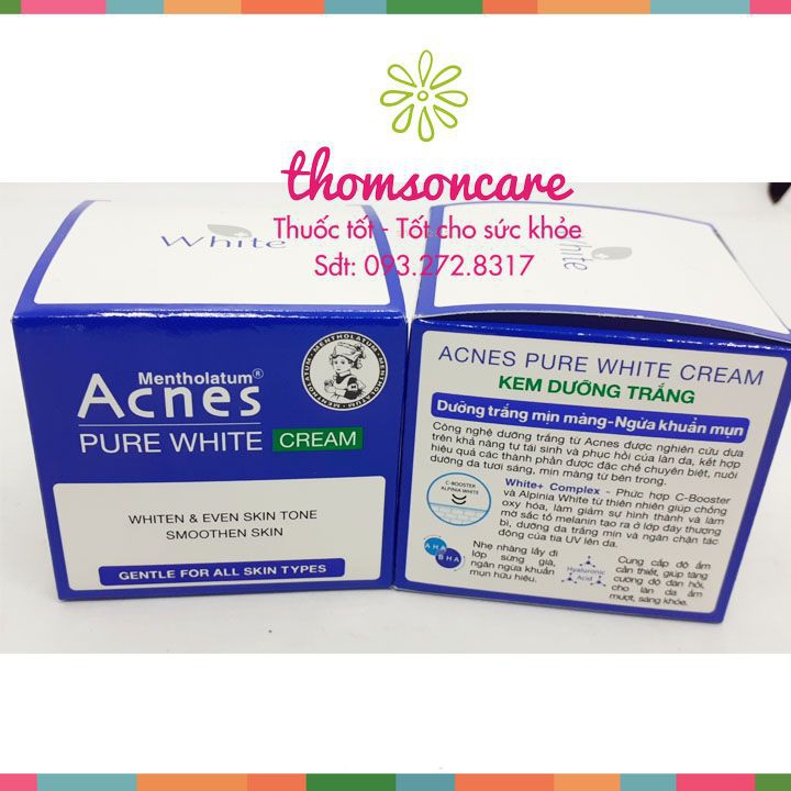 Kem dưỡng trắng da Acnes Pure White hũ 50g giảm thâm nám tàn nhang, giúp da tươi sáng