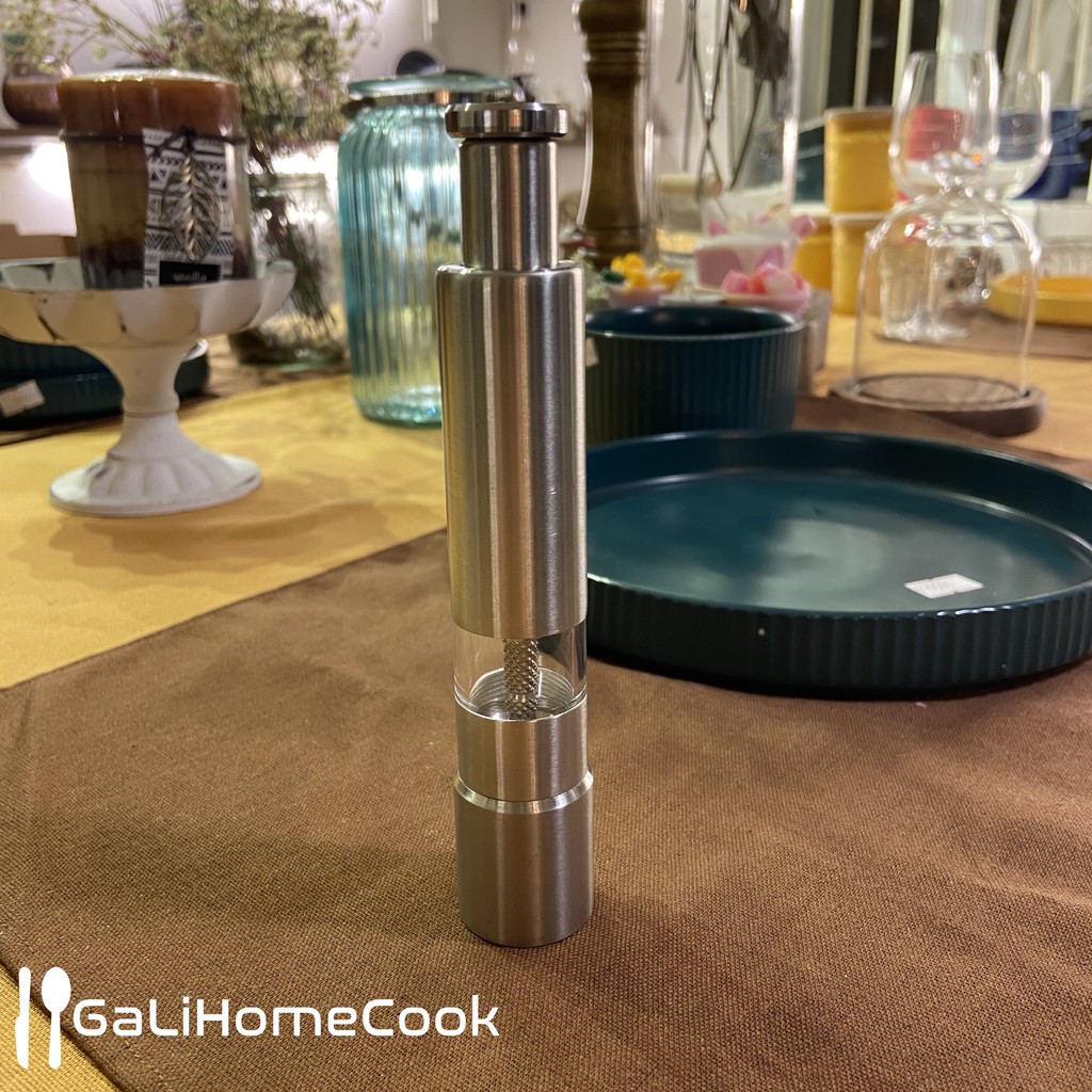 Dụng cụ xay tiêu bấm cầm tay + rắc muối tiêu tại chỗ (tiêu bấm inox) Galihomecook