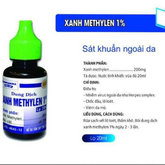 Dung dịch Xanh Methylen - Sát khuẩn , khử trùng các vết thương,thủy đậu, zona và dùng được cho cá