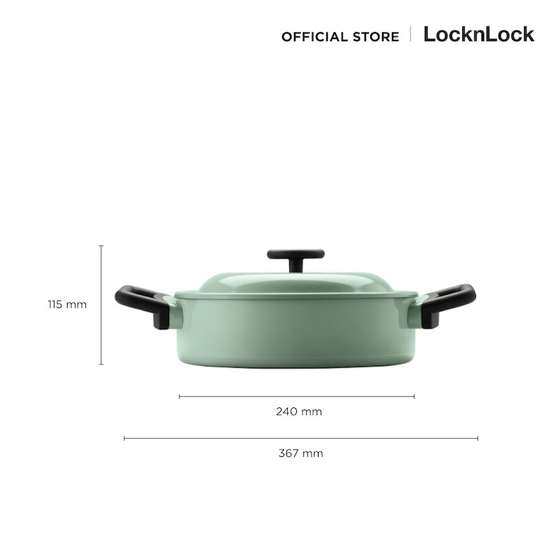 Nồi Decor Lock&Lock Lòng Phủ Chống Dính Ceramic LDE1244IH 24cm - Màu Mint (Đáy Từ)