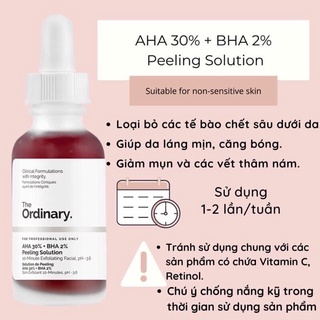 Peel da sinh học The Ordinary AHA 30% + BHA 2% Peeling Solution 30ml