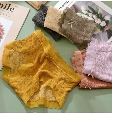Mẫu mới - Quần lót cotton phối ren nơ quyến rũ 046