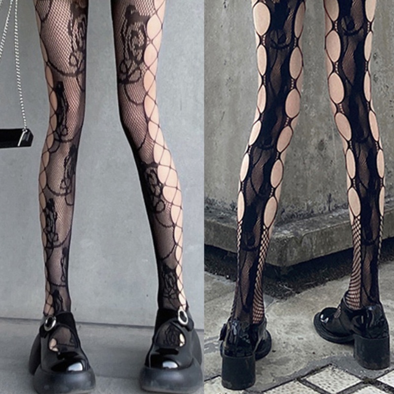 Xixi Quần Tất Lưới Họa Tiết Hoa Hồng Phong Cách Vintage Quyến Rũ Cho Nữ