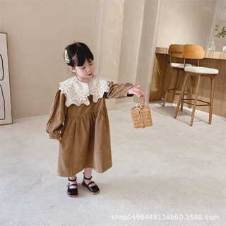 Váy thô nhung hàn - cổ ren hoa cho bé - gái sành điệu - cá tính