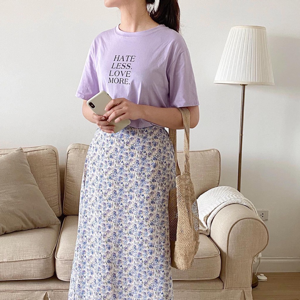 Chân váy hoa nhí floral xanh