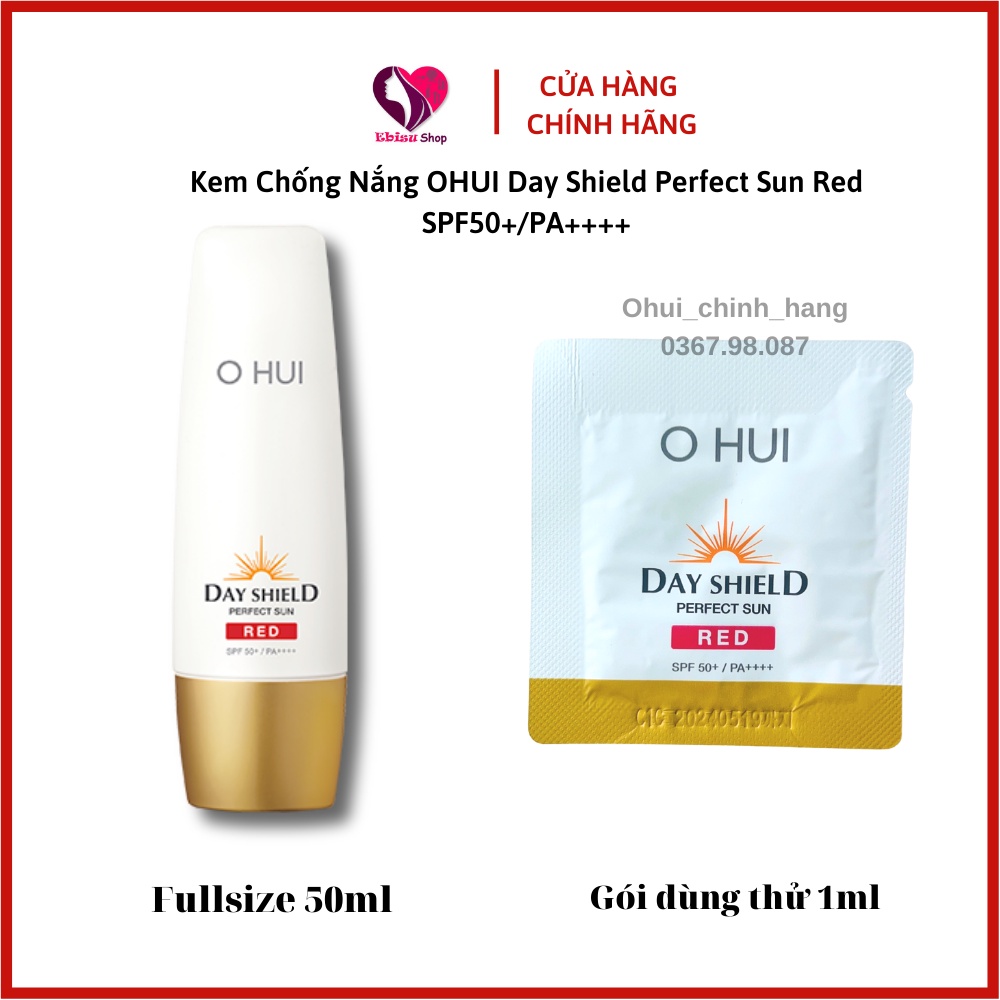Gói Kem chống nắng Ohui Sun Red 1ml_Kem Chống Nắng OHUI Day Shield Perfect Sun Red SPF50+/PA++++_𝐄𝐁𝐈𝐒𝐔 𝐂𝐎𝐒𝐌𝐄𝐓𝐈𝐂𝐒
