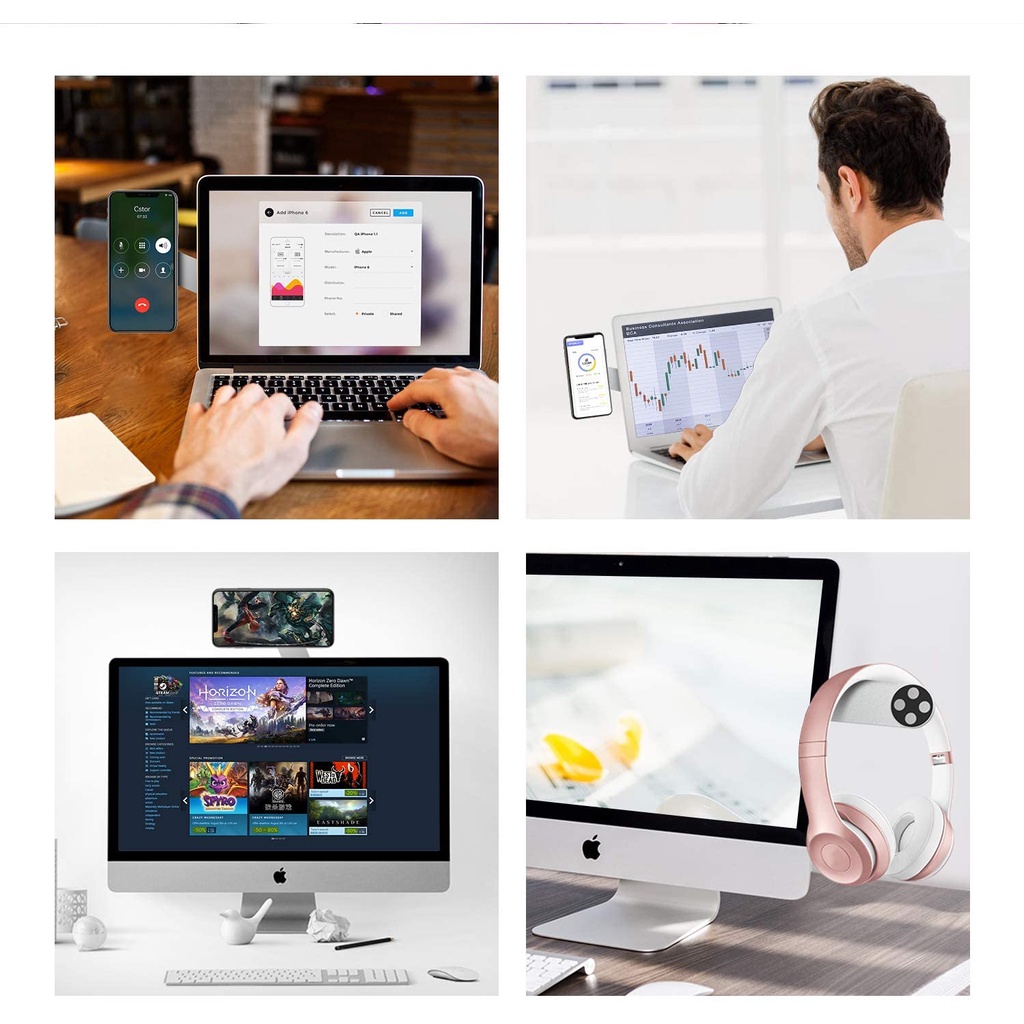 Giá để điện thoại gắn laptop siêu tiện lợi bằng thép không rỉ tùy chỉnh mọi góc độ phù hợp