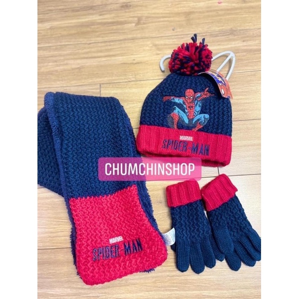 SET KHĂN MŨ GĂNG TAY Người Nhện Spider / Set Khăn mũ nhập Uk cho bé trai 3 đến 6 tuổi